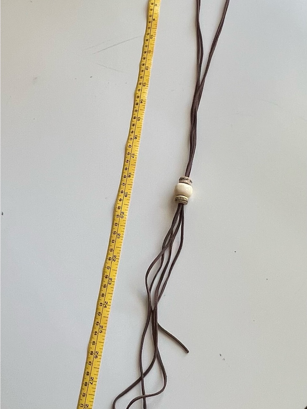 Boho Brown Fringe Necklace with Ivory Bead Accent